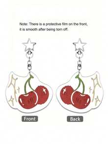 Un divertido dije para bolso acrílico Y2K con forma de cereza roja estilo dibujo animado, un elegante llavero/clip decorativo para mochila, un regalo perfecto para amigos o un accesorio para el automóvil. - A - Ver 4