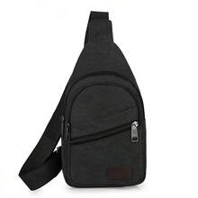 New European And American Men's Chest Bag, Canvas Bag, Diagonal Cross Bag, Shoulder Bag, Chest Small Backpack, Casual Waist Bag,Crossbody Sling Backpack Sling Bag Travel Hiking Chest Bag Daypack (Black),Crossbody Bags For Women Men Sling Bag Backpack Casual Chest Bag With Convertible Shoulder Strap,Large Crossbody Fanny Pack With 3-Zipper Pockets,Gifts For Enjoy Sports Festival Workout Traveling Running Casual Hands-Free Wallets Waist Pack Phone Bag Carrying All Phones - 黑色 - 查看 1