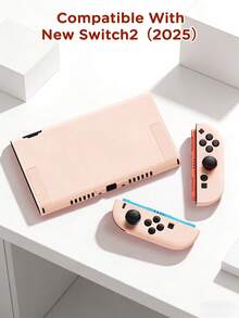 1个粉色图案保护壳，适用于Switch2/Switch NS/Switch OLED/Switch Lite，兼容Switch游戏机的配件，保护您的游戏设备，送给Switch玩家的最佳礼物 - 彩色 - 查看 16