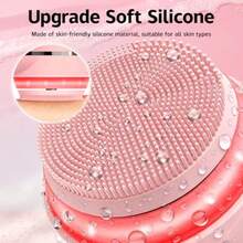 Electric Face Scrubber Waterproof Silicone Facial Cleansing Brush For Women And Men 2 Modes Rechargeable Electric Exfoliator Scrubber For Deep Cleaning Exfoliating Massaging - Hồng - Xem 8