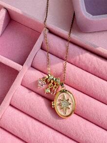 Collar con colgante de corazón rosa, estrella de circonita y abeja, joya conmemorativa, regalo de aniversario o cumpleaños (caja de joyería no incluida) - Multicolor - Ver 7