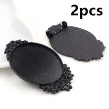 2pcs 30x40mm Inner Size Oval Flower Cabochons Blank Brooch Base Tray Bezel DIY Jewelry Making Accessories Findings - Brooch Base - View 8