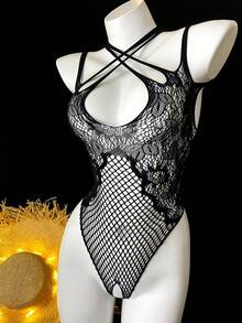 1PC Sexy Lingerie Body Stocking See Through Cover Up Plus Size Hollow Out Bodystocking Without Underwear Valentine's Day Women's Swimwear & Clothing For Rave
