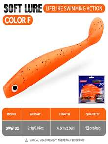 12-Pack TACKLEPIONEER T-Tail Soft Bait Lures | Two-Color Realistic PVC Lures - Slow Sinking And Bite-Resistant Design, Multiple Realistic Colors, Suitable For Bass, Rainbow Trout, Pike, Perch, And Sea Bass - Good Casting Performance, PVC Material, Suitable For Both Freshwater And Saltwater Fishing.