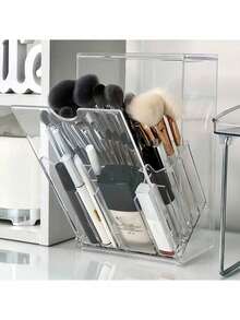 1pc Acrylic Makeup Brush Holder, Cosmetic Storage Box, Pen Holder - Stationery, Jewelry Box, Bag, Makeup Brush Holder, Brush Holder, Perfume Holder, Small Pouch, Gift For Her, Christmas Gift, Creative Gift For Women ,Room Decor - Multicolor - View 6