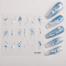 1 Sheet 5D Relief Nail Sticker, Modern Luxury Style, Same Style But Different Colors, Metal Silvery Craftsmanship, Colored Gemstones, DIY Self-Adhesive Sticker For Nail Decoration, Suitable For Women And In Nail Art Decoration, Nail Embellishment - Nhiều màu - Xem 14