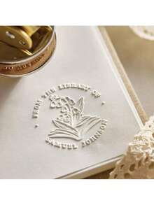 1pc Personalized Embossed Stamp, Custom Handmade Embossing Stamp, Logo Embossing Stamp, Wedding Logo Embossing Stamp, Library Book Embossing Stamp - Gold Color - Nhiều màu - Xem 6