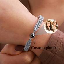 Customized Couple Projection Bracelet - Stainless Steel Round Photo Weaving Adjustable Bracelet, Valentine's Day Gift, Romantic Jewelry, Fashion Accessories, Exquisite Craftsmanship, Personalized Jewelry, Romantic Partner - 彩色 - 查看 6