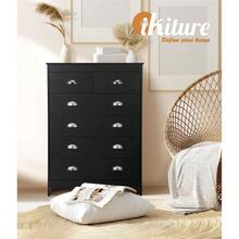 Oikiture Chest Of Drawers With 6 Storage Drawers Black - Black - View 5