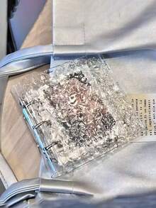 1pc 40-Pocket Mini Photo Album, Cartoon Photo Card Album Collection, A8 DIY Acrylic Ring Binder, Wavy Texture, Crystal Cover, Suitable For Instax Mini Film/Photos, 3-Ring Single Pocket Binding, Gold Clips, Transparent Dividers, Budget Planner, Backpack Album - Multicolor - View 5