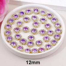 8mm, 10mm, 12mm, 14mm, 50 piezas/paquete, Cristales de Rhinestone redondos con forma de flor y base dorada DIY para coser o pegar, Lentejuelas brillantes, Decoraciones para ropa, bolsos, zapatos, manualidades, adornos DIY.