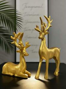 2 szt. Europejska luksusowa, pomyślna dekoracja z żywicy w kształcie jelenia, ozdoba do domowego bogactwa, odpowiednia do szafki na wino, przedpokoju, szafki RTV, stołu, wystroju domu, sypialni, biura, przechowywania, dekoracji ślubnych, przechowywania biżuterii, dekoracji imprezowych, najlepszego prezentu świątecznego (prosimy o zapoznanie się z tabelą rozmiarów podczas składania zamówienia)