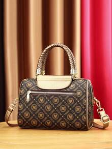 3pcs Set Women's Fashion Printed Handbag, Tote Bag, Pillow Bag - Gold - View 5