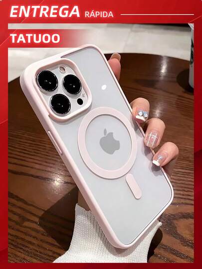 1 Peça Capa de Carregamento Sem Fio Magnética, Capa Acrílica Dura Transparente, Compatível Com iPhone16e/16/16Pro/16ProMax/15/14/13/12/11, Compatível com Samsung /S25Ultra/S25Plus/S25/S23 Ultra/S23 FE/S24 Ultra/24FE