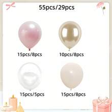 55 piezas/29 piezas Globos de látex vintage rosa, dorado champán, transparente, blanco arena de 10 pulgadas, adecuados para el Día de San Valentín, decoración de Año Nuevo, decoración de boda, aniversario, ceremonia de graduación, decoración de compromiso, fiesta de cumpleaños - Multicolor - Ver 5