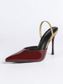 Women's Pointed Toe Fashion Party Pumps, Elegant Formal Occasion & Casual Daily Wear, Comfortable Stiletto Heel, Burgundy - Burgundy - View 6