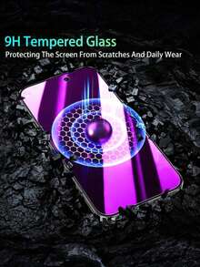 2pcs Purple Light Anti-Spy Tempered Glass Screen Protector, Seamless Full Coverage, Smooth Edges, Bare Screen Touch Feedback, Silky Touch, Anti-Scratch, Hydrophobic & Oleophobic Coating, Privacy Protection, Compatible With Phone 11/12/13/14 Pro Max/15 Pro Max/16/16 Plus/16 Pro/16 Pro Max/16e/17/17 Air/17 Pro/17 Pro Max Series - Purple - View 7