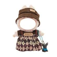 17cm Plush Doll Pendant With Changeable Outfits, Floral Hat & Denim Overalls Series (Doll Not Included) - Multicolor - View 6