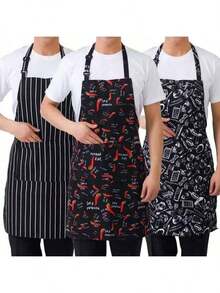 1pc Linen Fruit & Vegetable Apron, Personalized Chef/Cooking Apron With Portrait, Pet Photo, Unisex Design, Adjustable Adult Apron, Striped Restaurant Chef Apron, Outdoor Camping, Picnic, Unique Gift For Mom, Dad, Couples (Patterns Are Cut-Out, Patterns May Vary Slightly/Random Pattern, Random Buckle Style) - Multicolor - View 6