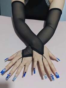 1 Pair Product Fingerless Gloves, Sexy Party Bar Nightclub Tight Sleeve Women's Costume