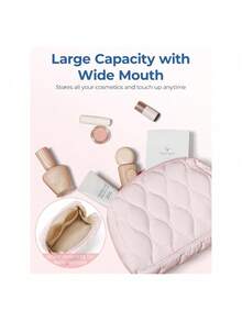 1pc Travel Makeup Bag, Fluffy Pouch, Women's Makeup Storage Bag, Wide-Mouth Small Bag, Essential Travel Toiletries Accessories, Brushes,Suitable As A Valentine's Day Gift - Multicolor - View 4