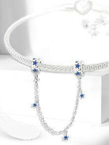 1pc 925 Sterling Silver Elegant Heart-Shaped Safety Chain Pendant, Suitable For Women's Bracelets, Bangles, DIY Jewelry Making, Date Gifts, Exquisite Women's Jewelry - 集合4 - 查看 9