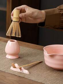 1/4pcs/Set Matcha Set- Matcha Whisk And Bowl- Matcha Tea Set- Matcha Bowl (Matcha Cup), Bamboo Whisk, Matcha Scoop, Matcha Whisk Stand (Chasen Holder)- The Perfect Matcha Kit For Matcha Tea Ceremony - 彩色 - 查看 7