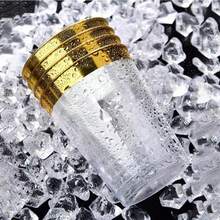 100pcs Gold Cups, 6.76oz (200ml) Clear Cups With Gold Rim, Gold Beer Glasses, Durable Party Cups, Premium Gold Rimmed Cups, Ideal For Weddings And Parties