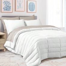 ml Dreamlab Set de Edredon Acolchado con Fundas de Almohada Decorativas y Juego de Sabanas Juego de Cama Completo Hipoalergénico Edredon Queen Blanco Sábanas Beige10101 - 01BlancoBeige - Ver 1