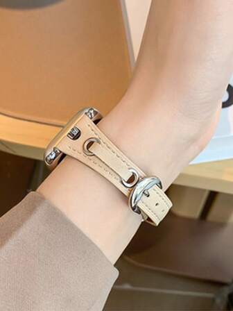 1条复古美式智能手表表带，兼容 Series 1/2/3/4/5/6/7/8/9/10/Ultra，适用于38mm/40mm/41mm/42mm/44mm表盘。新款创意腕带，T字形腰带设计，优雅女士风格，适合秋冬季节，生日派对礼物、主题派对礼物、情人节礼物。