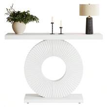 LITTLE TREE Modern Console And Coffee Table – 99 Cm High, Geometric Solid Wood Base, Slim Accent Piece For Living Room And Hallway (White) - 白色 - 查看 6