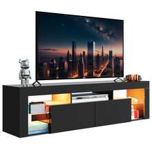 TV Stand, 63 Inch Entertainment Center, Modern TV Console With 2 Drawers For Living Room, LED TV Stand For 60 To 70 Inch TV - 黑色 - 查看 9