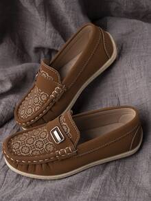1 Pair Comfortable Non-Slip Fashionable Casual Lightweight Simple Flat Shoes For Children, Suitable For Daily Wear All Seasons - Brown - View 2