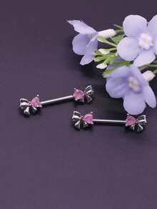 2pcs 14G 316L Stainless Steel CZ Nipple Rings, Unisex Body Piercing Jewelry