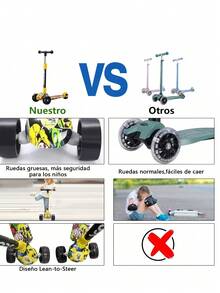 Glückluz Kick Scooter para Niños Niñas, Patinete Infantil para Pequeños 3 a 14 Años, Regalo para Día del Niños - Amarillo - Ver 4