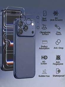 6 件装：包含 2 张钢化玻璃屏幕保护膜、2 张后盖保护膜和 2 张摄像头镜头保护膜，兼容 17 Pro Max/17 Pro/17 Air/16 Pro Max/16 Pro/16/16 Plus/15 Pro Max/15/15 Pro/15 Plus/14 Pro Max/14 Pro/14/14 Plus/13 Pro Max/13/13 Pro/12/11。9H 硬度。附带安装对准工具，方便贴膜。 - 無色 - 查看 5