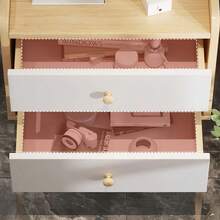 Mesita de noche con dos cajones, moderna mesa de almacenamiento de tablero de densidad para casa de alquiler, dormitorio, 40 cm, blanco cálido - Blanco - Ver 6