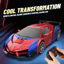 1辆2.4GHz遥控蜘蛛特技车玩具，一键变形蜘蛛机器人设计，配备炫酷LED灯和动感音乐效果，漂移强劲，可360°旋转，适合6-12岁儿童，是圣诞礼物、生日惊喜、节日礼物、家庭聚会和创意游戏时光的完美之选。