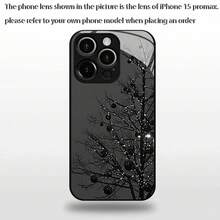 Funda de vidrio para iPhone 17air/16E/15/14/13/12/11 plus, Pro, Promax, X/XS/XR/XSMAX,  Galaxy A03/A03S/A05S/A06/A07/A11/A12/A13/A14/A15/A16/A17/A22/A22/A23/A26/A31/A32/A34/A35/A36/A52/A53/A73, S21/S22/S23/S24/S25 Plus, Ultra, funda de vidrio reflectante, buena sensación al tacto, protección de borde suave, adecuada para hombres y mujeres - Negro - Ver 8
