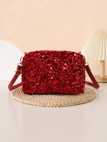 Fashionable Sequin Women's Small Square Shoulder Crossbody Bag