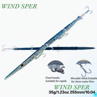 10,04 pollici/255 mm Esca, Esca a matita a immersione bionico, Lancio a lunga distanza per GT, tonno, sgombro, 2 modalità di pesca, filo in acciaio inossidabile durevole anti-morso, esca per pesca in barca per mostri di acque profonde, ami treble affilati come rasoi