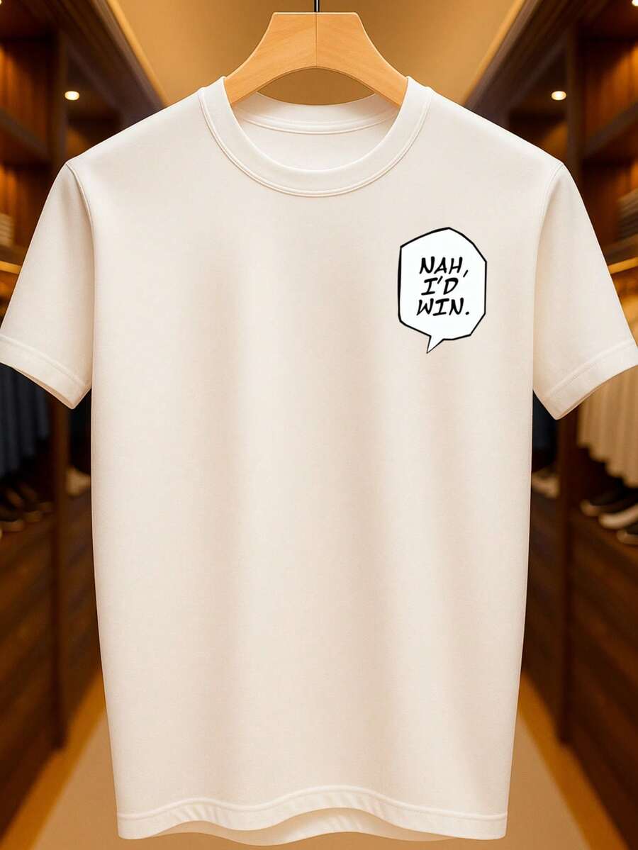 Camiseta Meme Nah I'd Win Engraçado Básica Unissex 100% Algodão Premium – Masculino e Feminino | Casual, Streetwear, Plus Size, Lançamento com Envio Imediato em Várias Cores - Branco - Visão 1