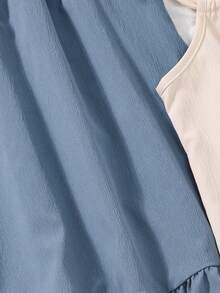 2pcs/Set Cute Girls Summer Dress, Sleeveless With Ruffle Hem, Casual & Versatile Princess Style For Girls - Navy Blue - View 6