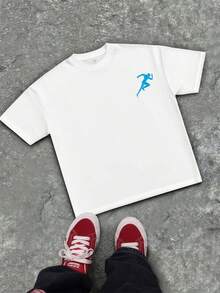 T-shirt de sport pour marathon avec imprimé graphique, décontracté, respirant, imprimé graphique unique, nouveauté, imprimé des deux côtés - Blanc - Voir 2
