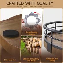 Farmhouse Oak 9" Lazy Susan Turntable Organizer For Cabinet Round Wooden Lazy Susan Organization And Storage For Dining Table Pantry Kitchen Countertop Cupboard Home Decor Walnut Wood - Walnut+9 - View 6