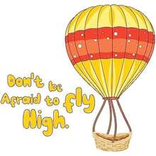 Lindo calcomanía de pared con globo de aire caliente con texto "Don't Be Afraid to Fly High Fly High Cotización con globo de aire caliente brillante - Tamaño: 20 x 20 pulgadas(30 Inch x 30 Inch) - Multicolor - Ver 1