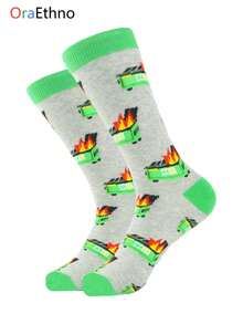 1 par de calentadores de pierna de media pantorrilla con diseño unisex de elementos de construcción y boxeo, calentadores de pierna casuales de moda, gran regalo para entusiastas de los pasatiempos - Multicolor - Ver 8