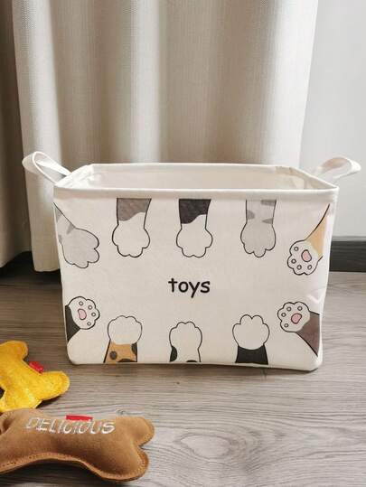 1 st tecknad katttass minimalistisk förvaringskorg, hopfällbar, lämplig för förvaring av husdjurskläder, leksaker, hem, barnrum, badrumsorganisatör