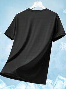 Women's Quick Dry Short Sleeve Basic T-Shirt, Classic Plain Black Activewear For Outdoor Training - Black - View 6