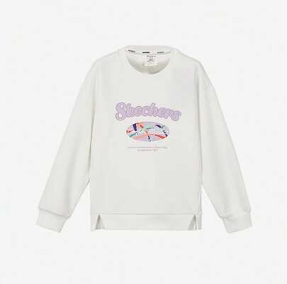 Skechers New Girls Round Neck Knit Pullover Sweatshirt